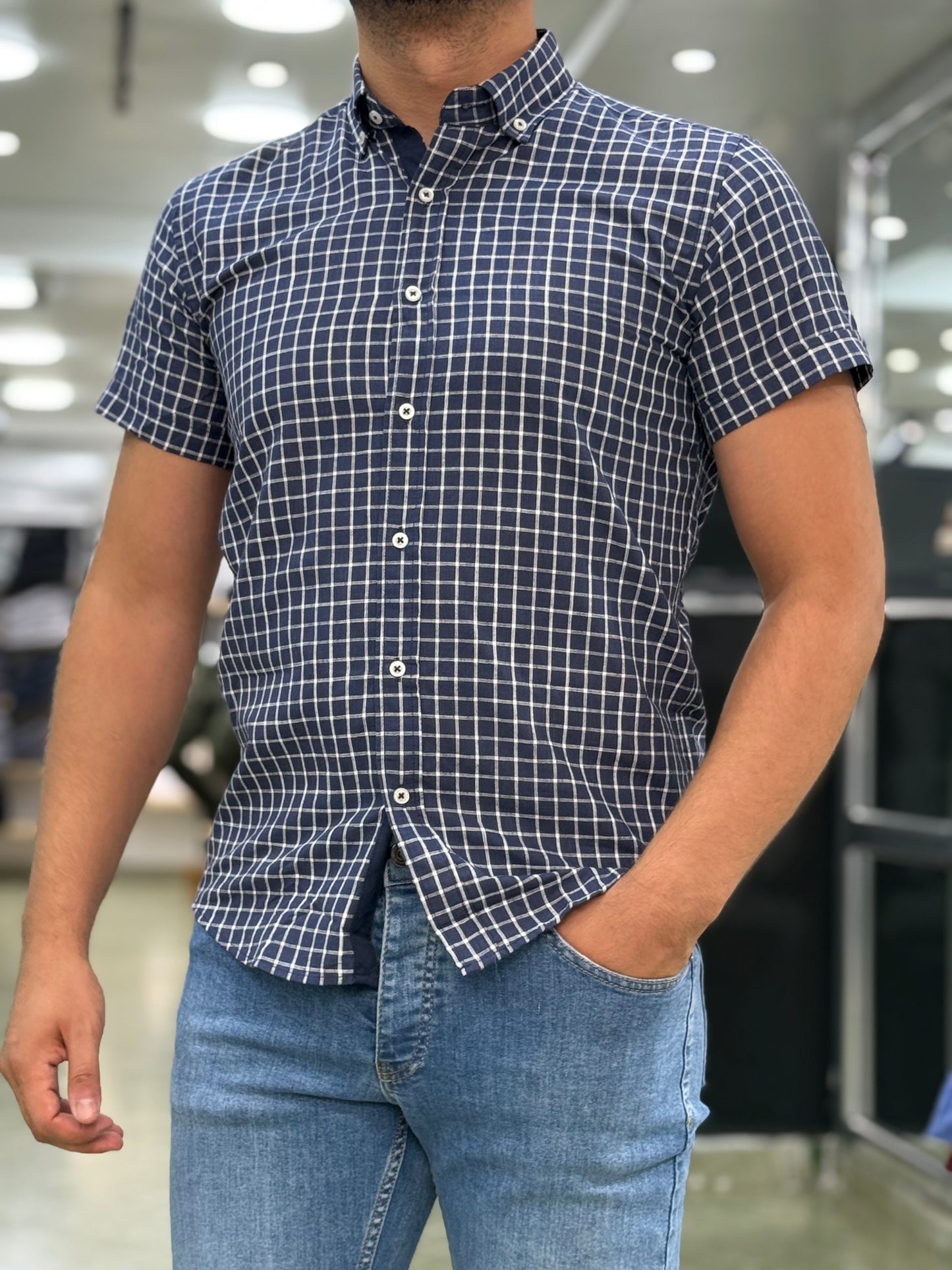 Chemise a carreaux demi manche