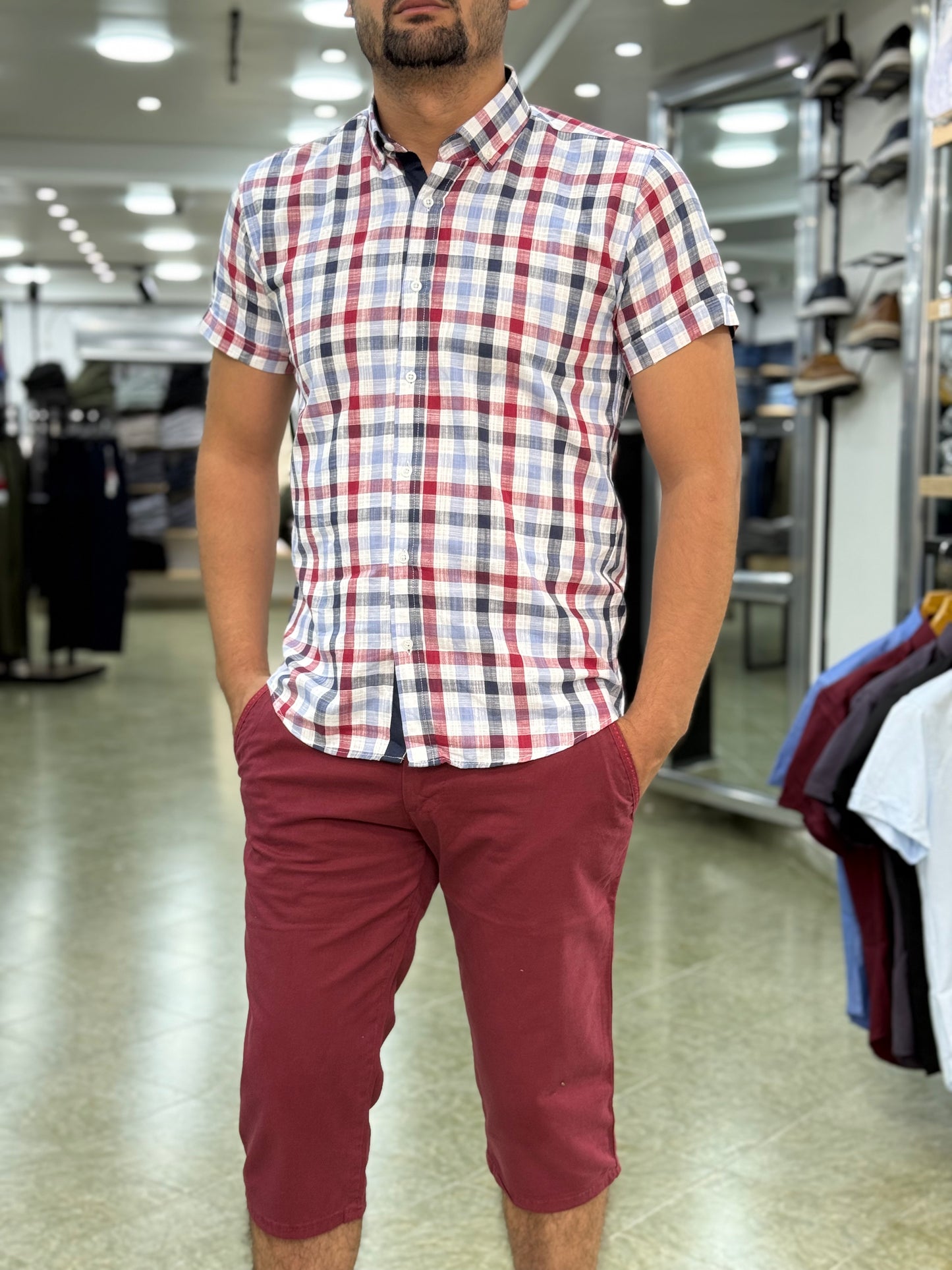 Chemise a carreaux demi manche