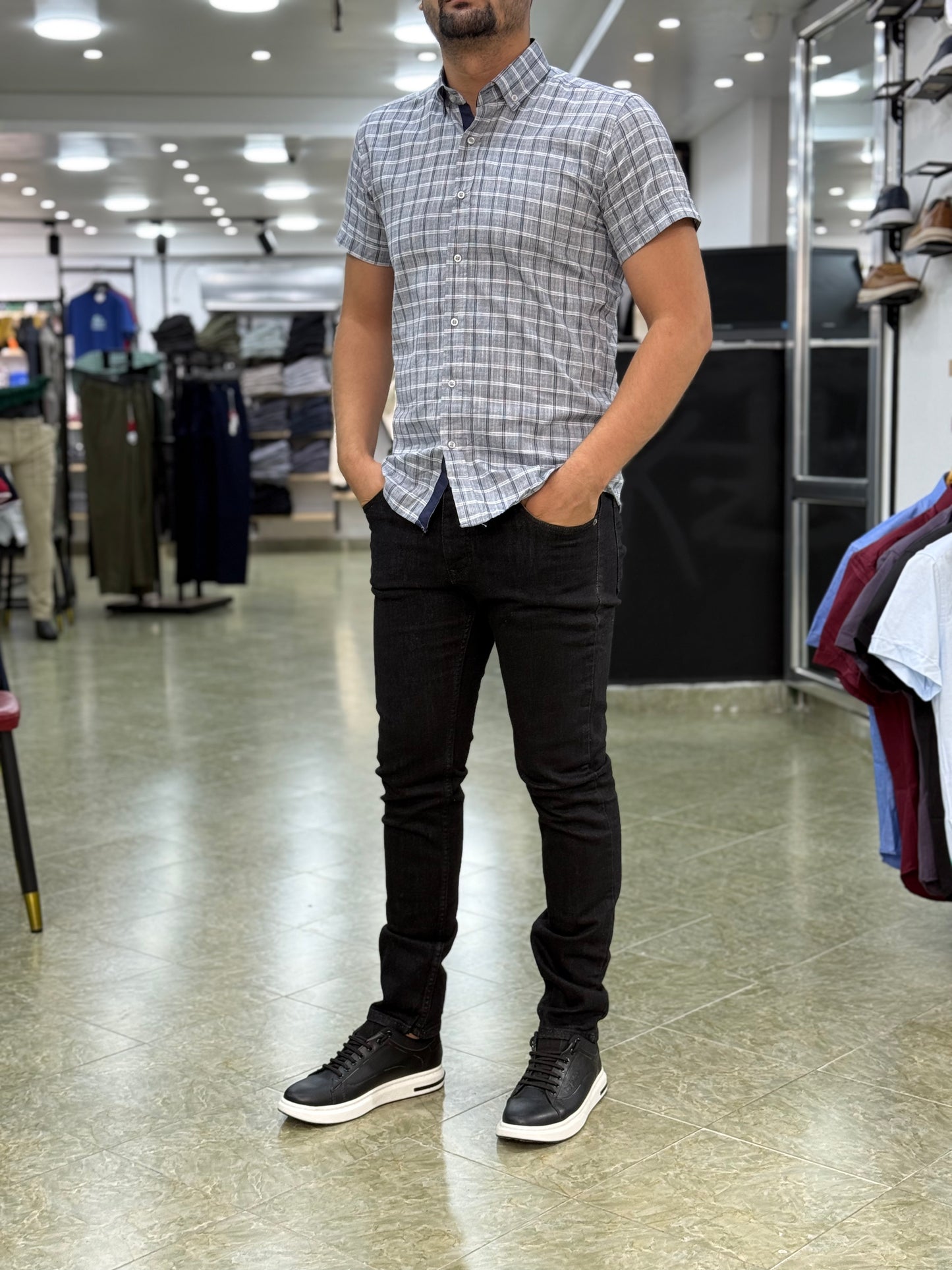 Chemise a carreaux demi manche