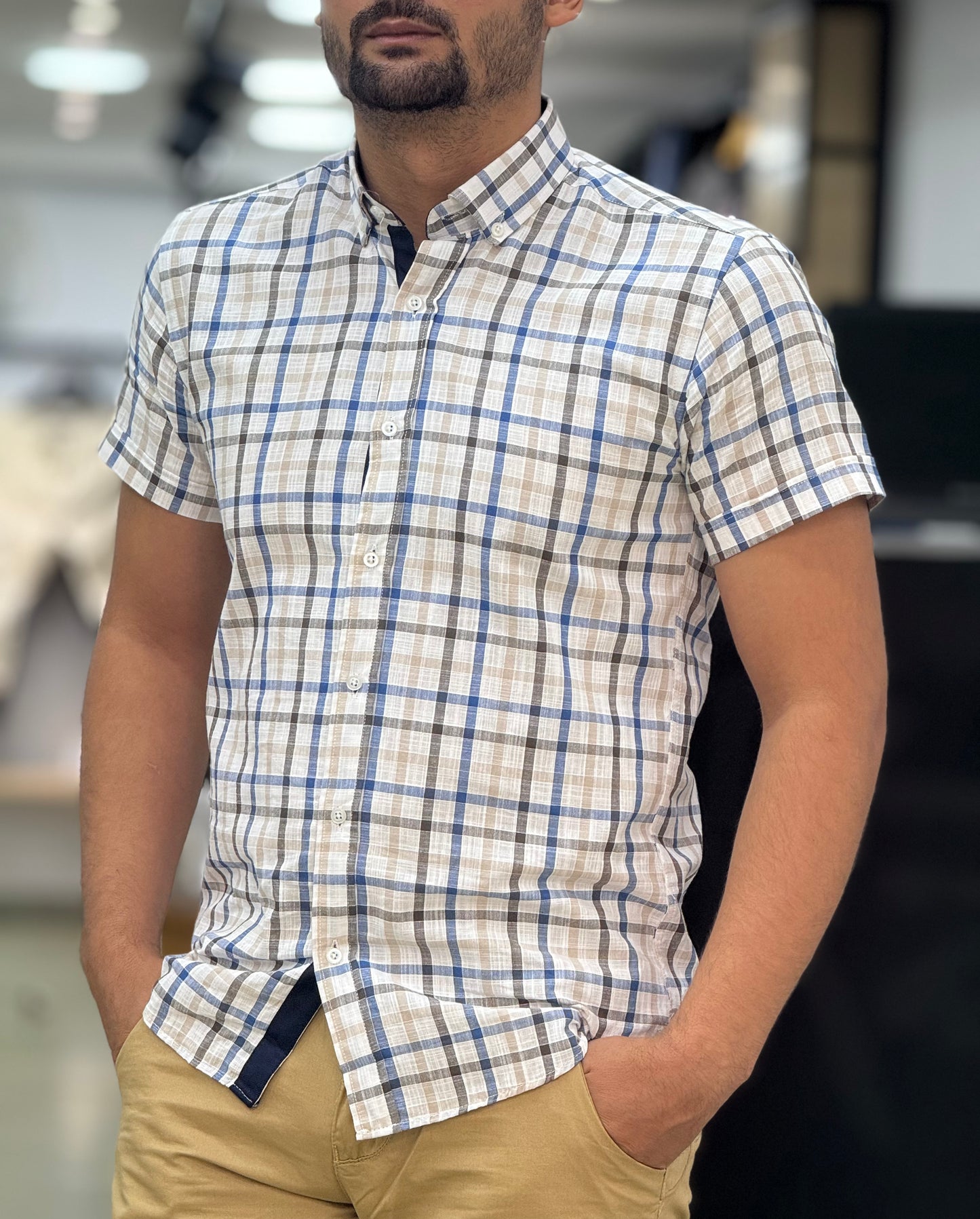 Chemise a carreaux demi manche