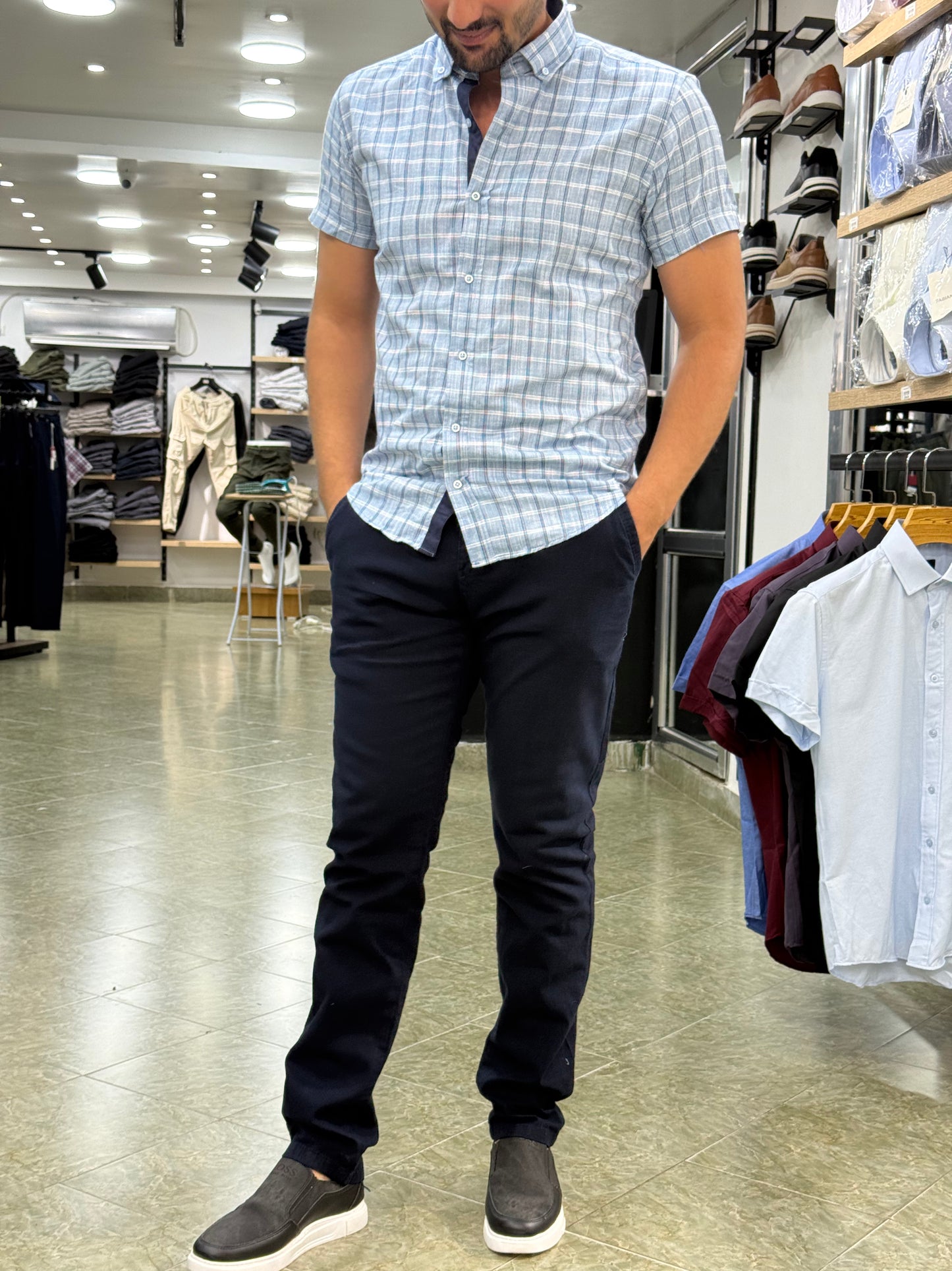 Chemise a carreaux demi manche