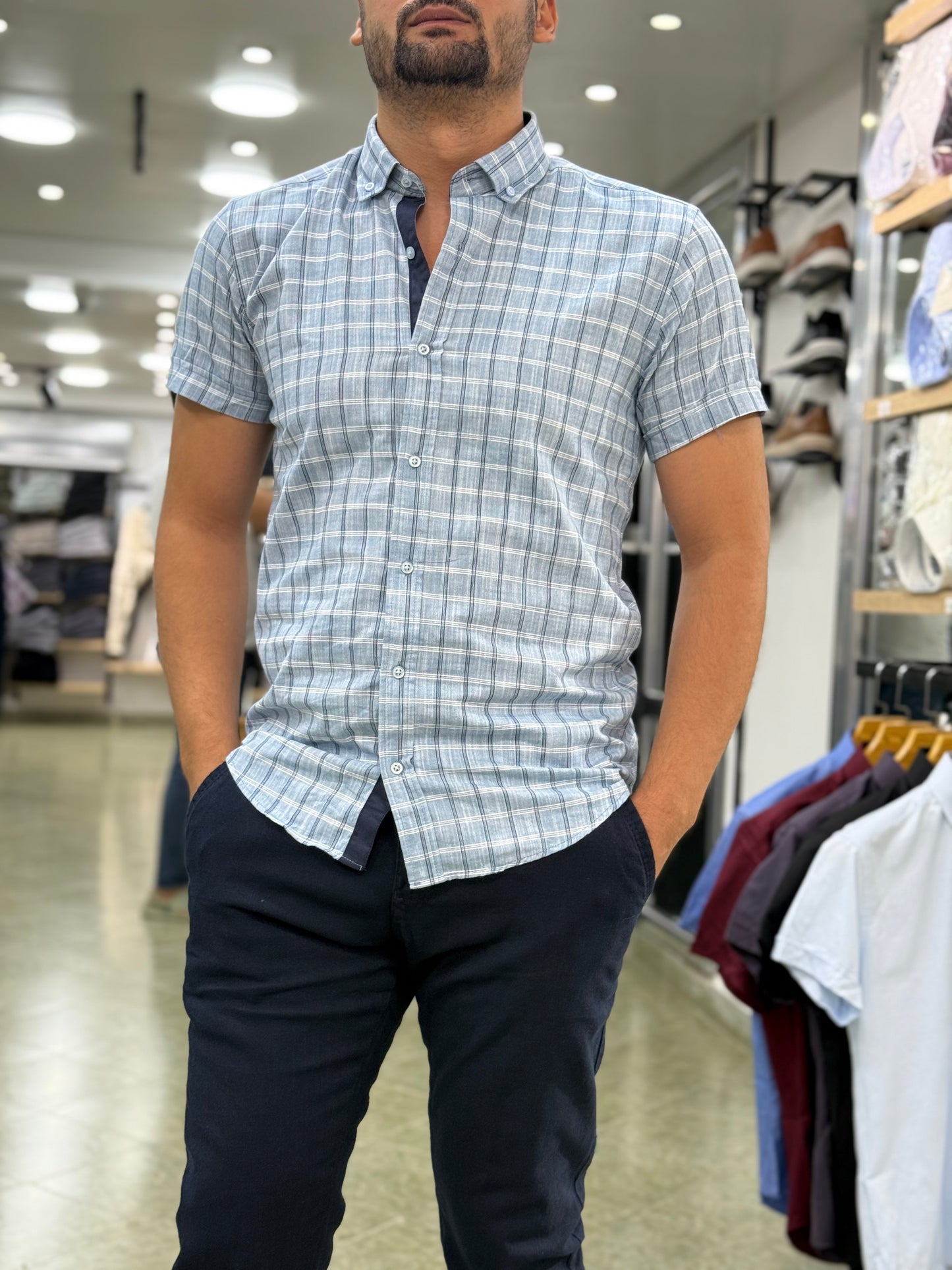 Chemise a carreaux demi manche
