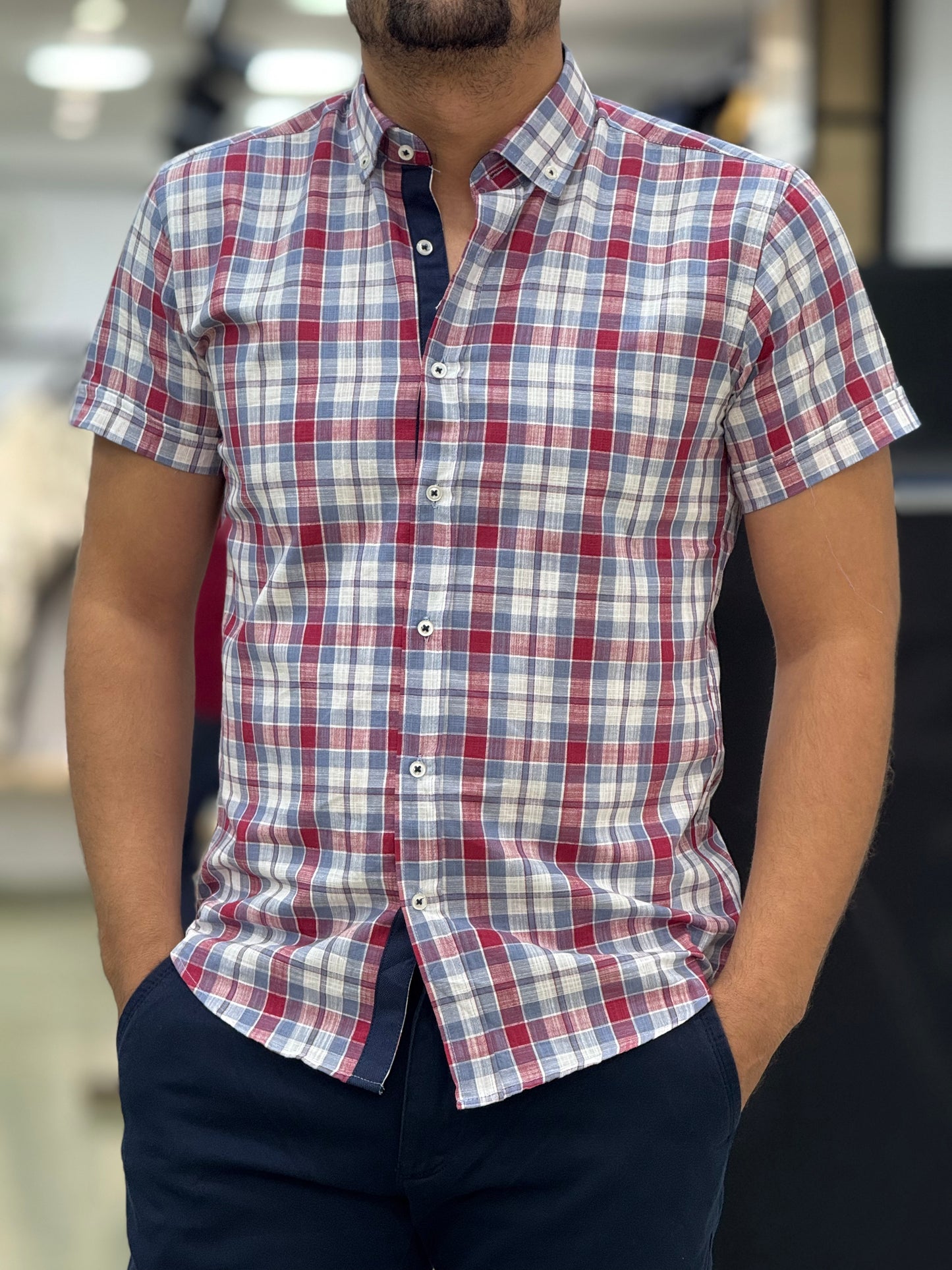 Chemise a carreaux demi manche